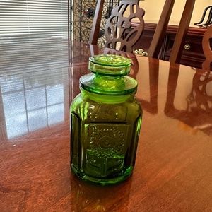 Vintage Emerald Glass Container